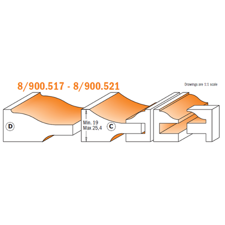 CMT Orange Tools 900.517.11 The raised panel sets with backcutter industrial industrial Tools Router bit sets Woodworking Tools and accessories Ireland Maginn Machinery 02