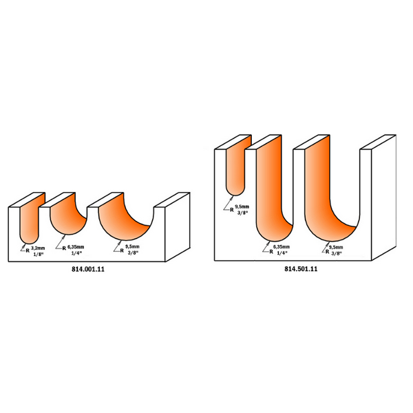 CMT Orange Tools 814.001.11 3 piece round nose bit sets industrial industrial Tools Router bit sets Woodworking Tools and accessories Ireland Maginn Machinery 02