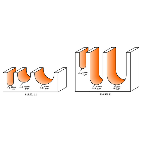 CMT Orange Tools 814.501.11 3 piece round nose bit sets industrial industrial Tools Router bit sets Woodworking Tools and accessories Ireland Maginn Machinery 02