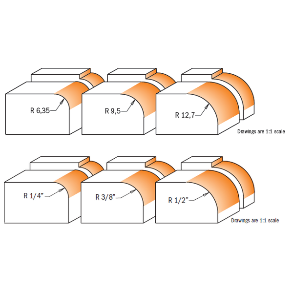 CMT Orange Tools 838.001.11 3 piece roundover router bit sets industrial industrial Tools Router bit sets Woodworking Tools and accessories Ireland Maginn Machinery 02