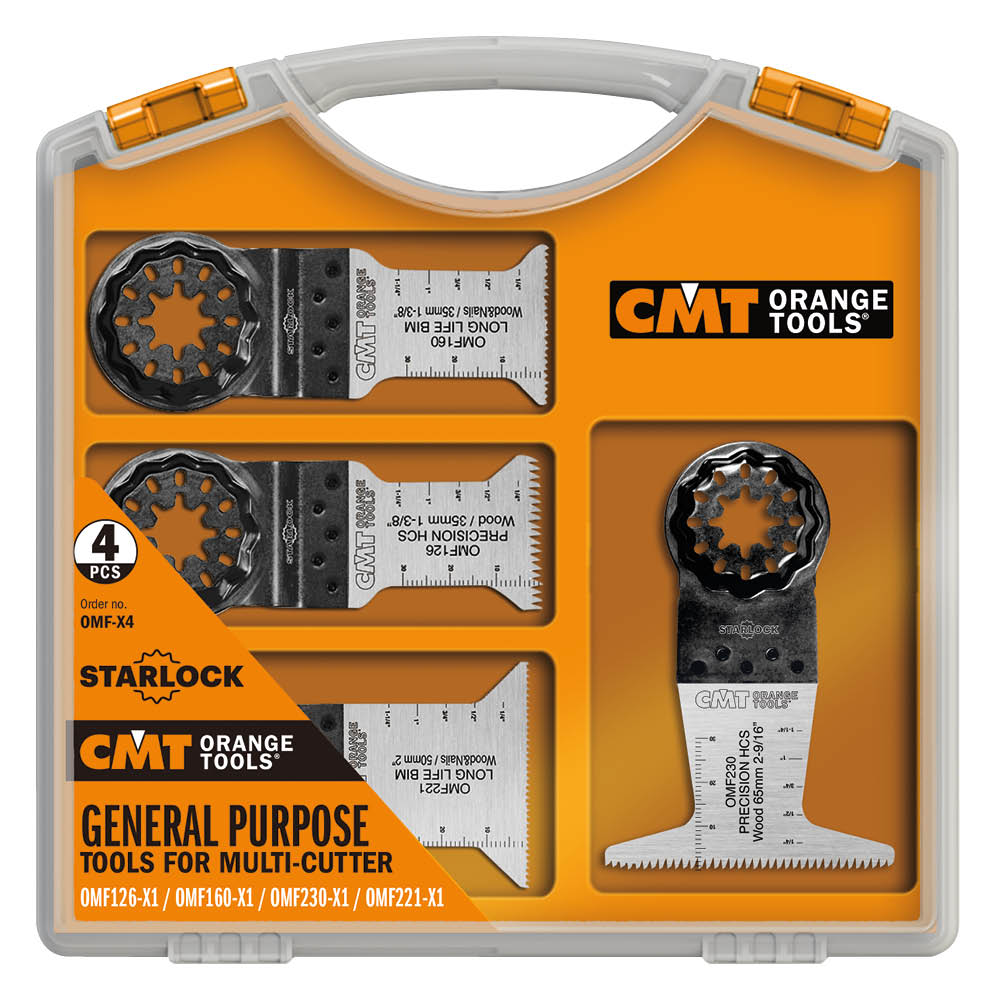 CMT Orange Tools OMF-X4 4 piece Multipurpose Set for Oscillating Multi-tools Hardware Hardware Tools Accessories for multi-cutter tools Woodworking Tools and accessories Ireland Maginn Machinery