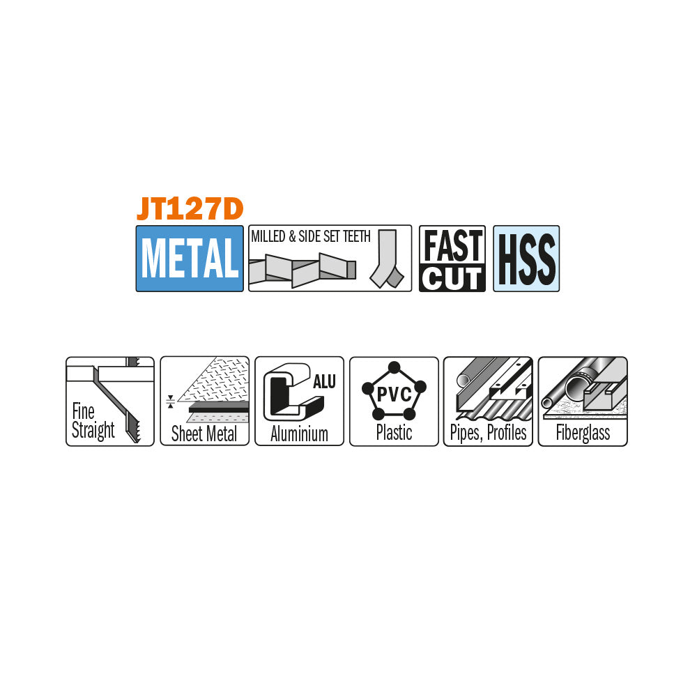 CMT Orange Tools JT127D-5 Special for aluminium, pipes and profiles Hardware Hardware Tools Jig saw blades Woodworking Tools and accessories Ireland Maginn Machinery 02