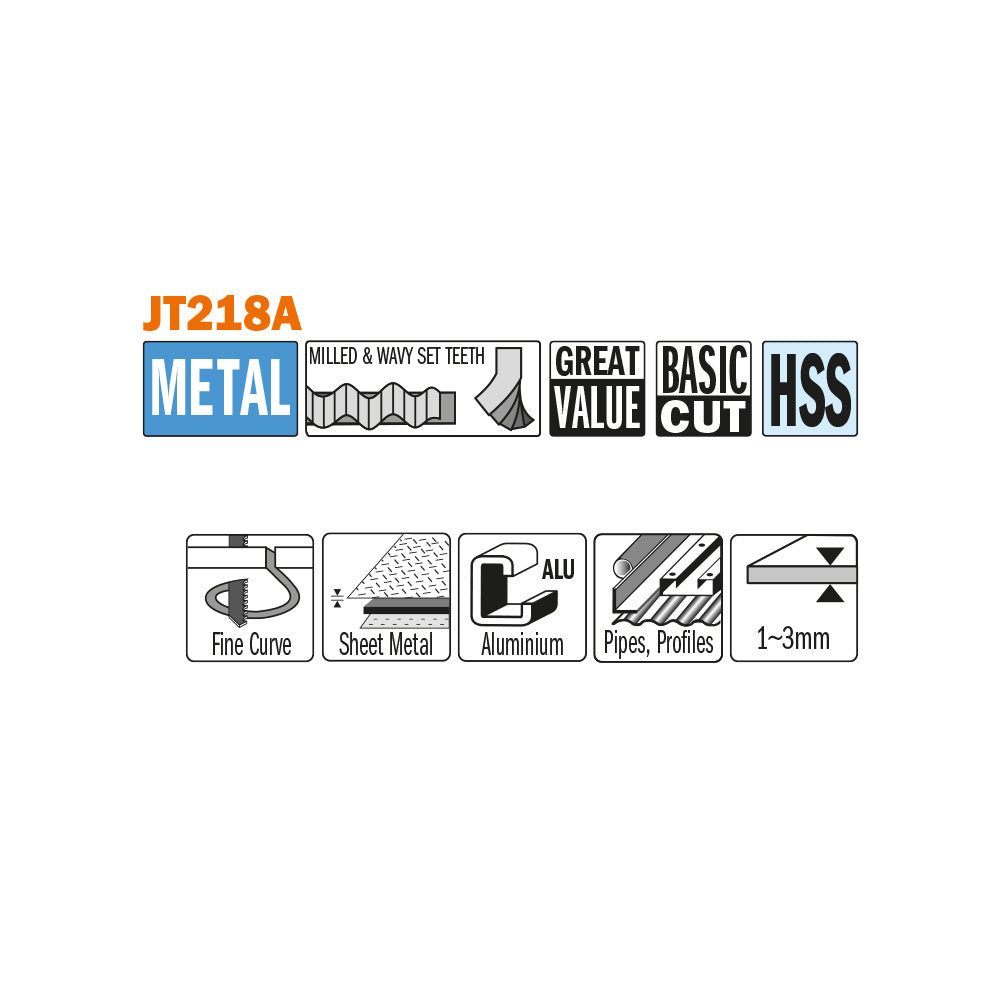 CMT Orange Tools JT218A-5 Curve cuts on thin sheet metals, ferrous and non-ferrous Hardware Hardware Tools Jig saw blades Woodworking Tools and accessories Ireland Maginn Machinery 02