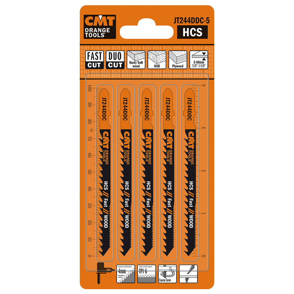 CMT Orange Tools JT244DDC-5 Fast, curve, coarse cut on soft and hardwood, plywood, OSB. Plunge cutting. Hardware Hardware Tools Jig saw blades Woodworking Tools and accessories Ireland Maginn Machinery 04