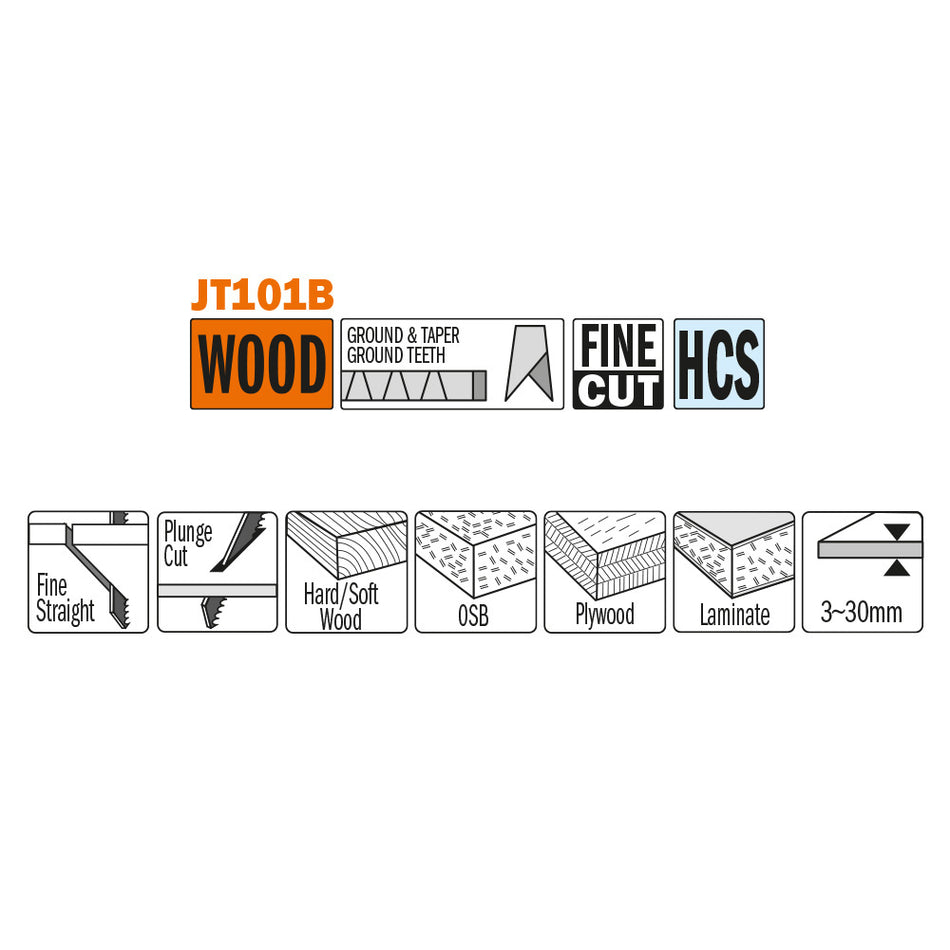 CMT Orange Tools JT101B-25 Fine straight cuts on hard/softwood, plywood Hardware Hardware Tools Jig saw blades Woodworking Tools and accessories Ireland Maginn Machinery 02