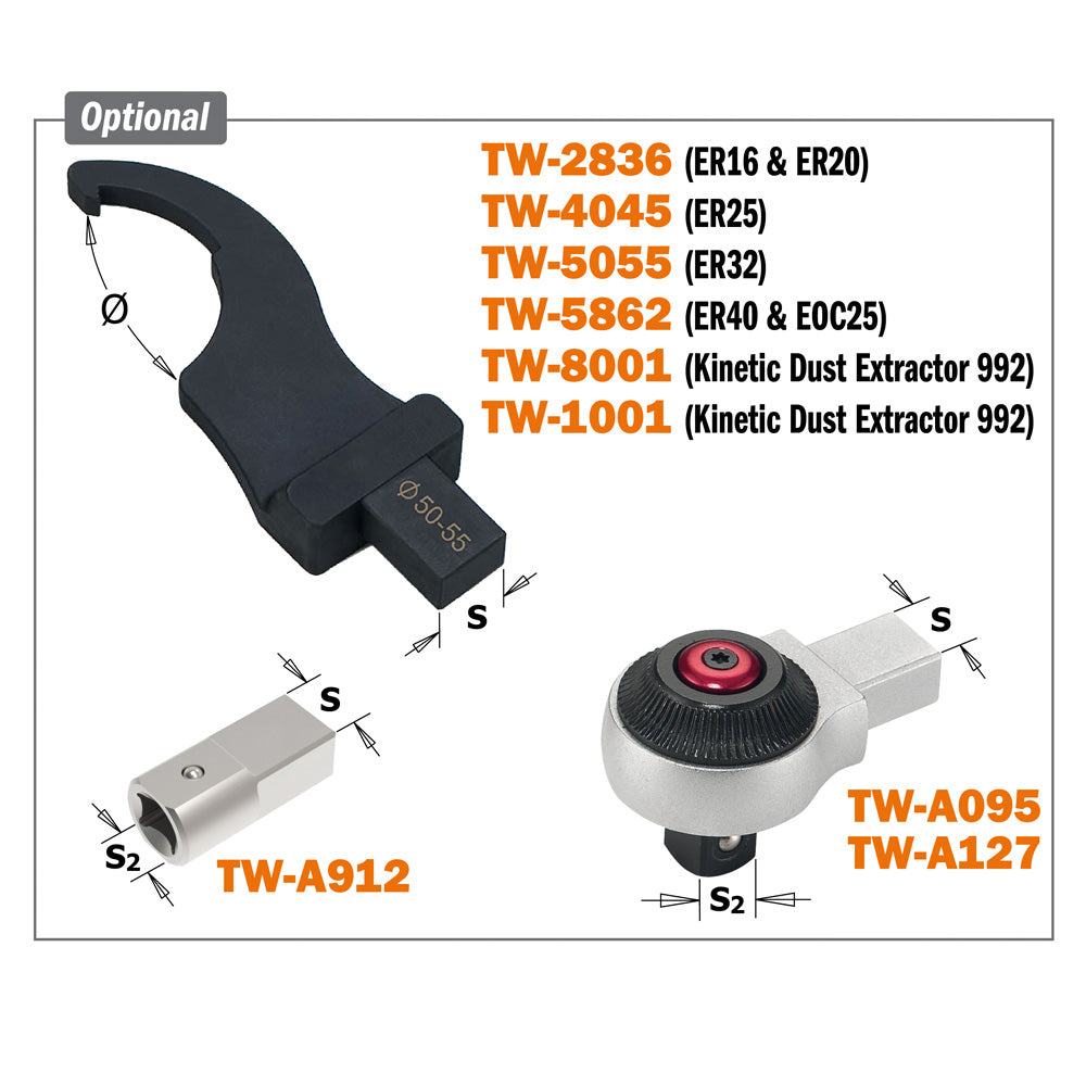 CMT Orange Tools TW-1001 Interchangeable Torque Wrench 20~200 Nm Industrial Industrial Tools Systems and accessories Woodworking Tools and accessories Ireland Maginn Machinery 02