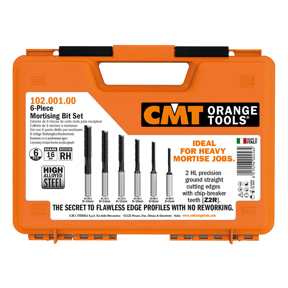 CMT Orange Tools 172.001.10 6 piece mortising bit sets Hardware Hardware Tools Slot mortising bits Woodworking Tools and accessories Ireland Maginn Machinery 04