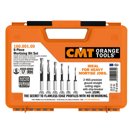 CMT Orange Tools 160.001.10 6 piece mortising bit sets Hardware Hardware Tools Slot mortising bits Woodworking Tools and accessories Ireland Maginn Machinery 02