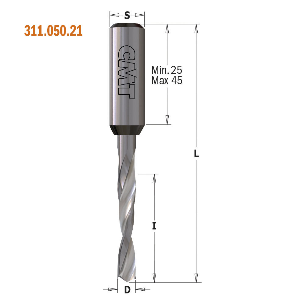 CMT Orange Tools 311.050.21 Solid carbide dowel drills Industrial Industrial Tools Industrial boring bits Woodworking Tools and accessories Ireland Maginn Machinery 02