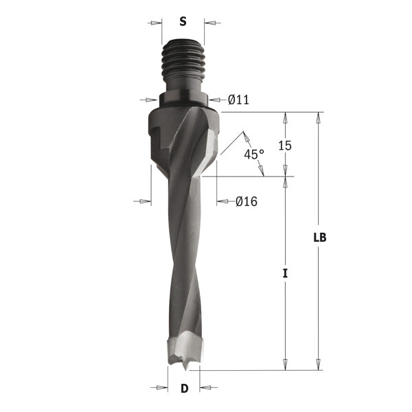 CMT Orange Tools 329.100.11 Dowel drills with threaded shank without countersink Industrial Industrial Tools Industrial boring bits Woodworking Tools and accessories Ireland Maginn Machinery 02