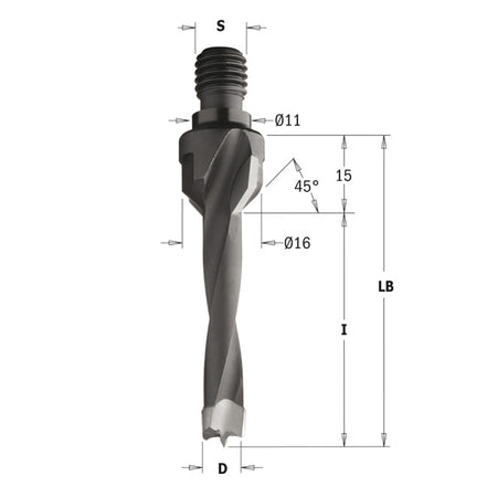 CMT Orange Tools 330.080.12 Dowel drills with threaded shank without countersink Industrial Industrial Tools Industrial boring bits Woodworking Tools and accessories Ireland Maginn Machinery 02