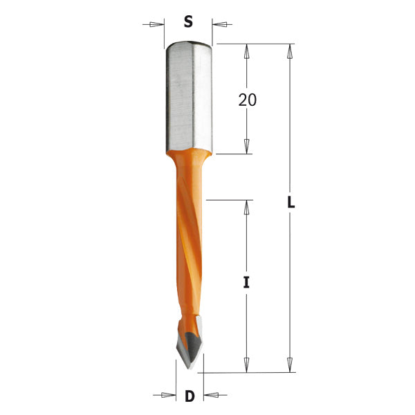CMT Orange Tools 368.060.11 2 flute dowel drills for through holes Industrial Industrial Tools Industrial boring bits Woodworking Tools and accessories Ireland Maginn Machinery 02
