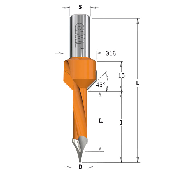 CMT Orange Tools 378.052.11 Dowel drills for through holes with countersink Industrial Industrial Tools Industrial boring bits Woodworking Tools and accessories Ireland Maginn Machinery 02