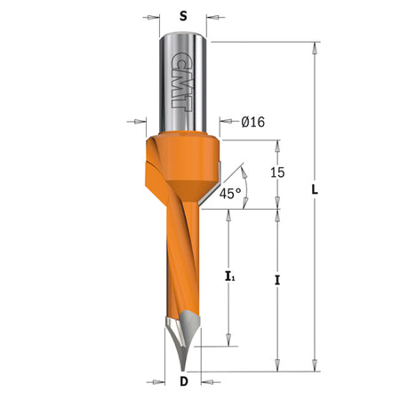 CMT Orange Tools 378.052.11 Dowel drills for through holes with countersink Industrial Industrial Tools Industrial boring bits Woodworking Tools and accessories Ireland Maginn Machinery 02