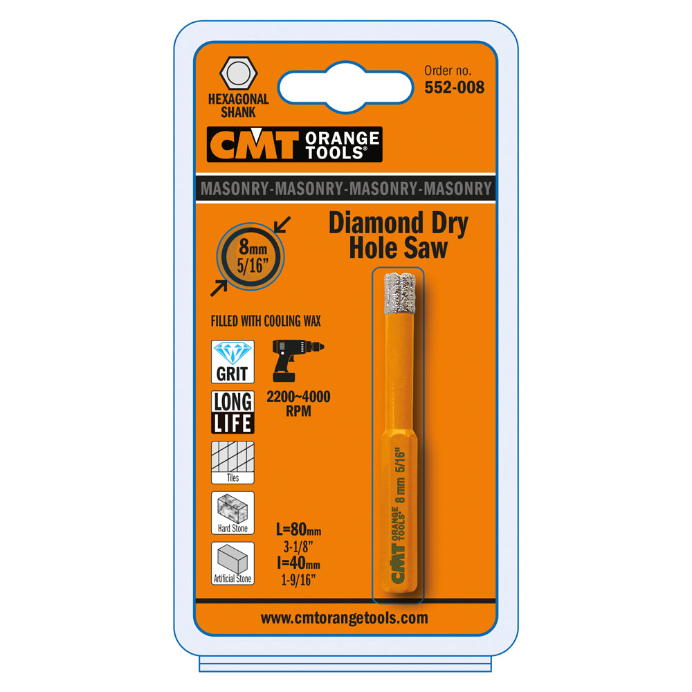 CMT Orange Tools 552-001-05 552-0 Diamond dry hole saws for drill Hardware Hardware Tools Hole saws Woodworking Tools and accessories Ireland Maginn Machinery 02