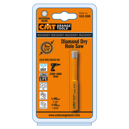 CMT Orange Tools 552-008 552-0 Diamond dry hole saws for drill Hardware Hardware Tools Hole saws Woodworking Tools and accessories Ireland Maginn Machinery 02