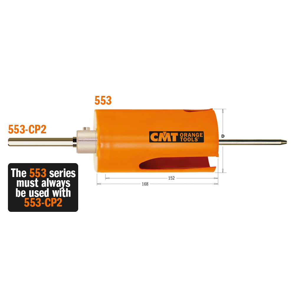 CMT Orange Tools 553-032 553 Multi-purpose Long Hole Saws FASTX4 Hardware Hardware Tools Hole saws Woodworking Tools and accessories Ireland Maginn Machinery 02