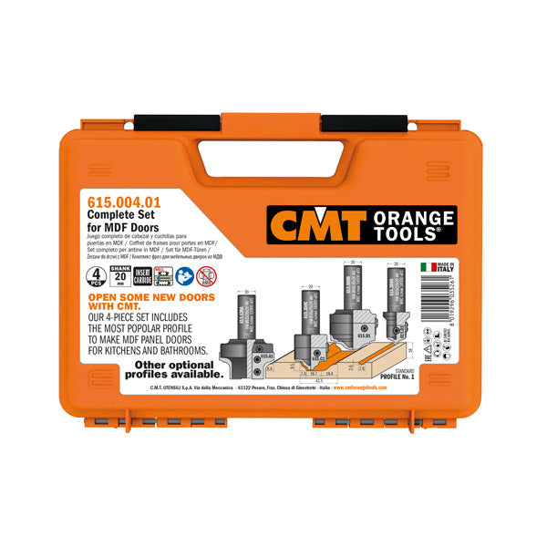 CMT Orange Tools 615.004.01 Complete set for MDF doors Industrial Industrial Tools Router cutters & chucks for CNC Woodworking Tools and accessories Ireland Maginn Machinery