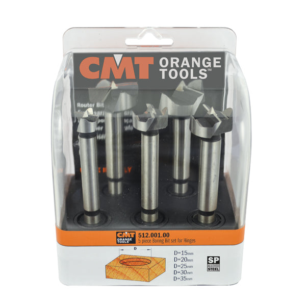 CMT Orange Tools 512.001.00 5 piece boring bit set for hinges Hardware Hardware Tools Boring bits & Forstner bits Woodworking Tools and accessories Ireland Maginn Machinery