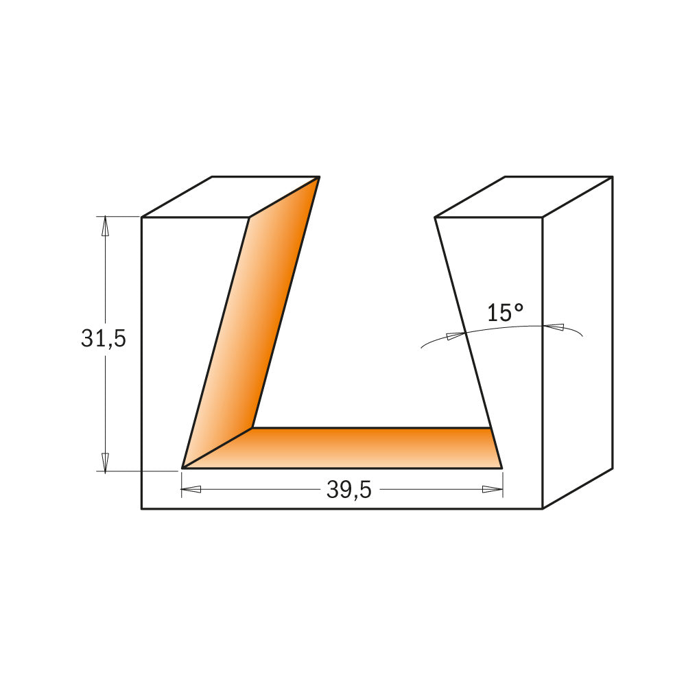 CMT Orange Tools 664.395.11 15° dovetail cutter with insert knives for roof-frames Industrial Industrial Tools Router bits with insert knives Woodworking Tools and accessories Ireland Maginn Machinery 02