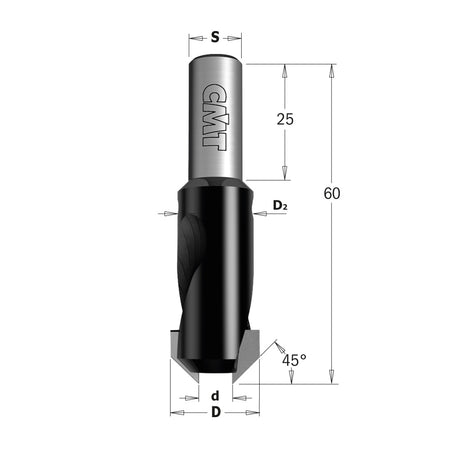 CMT Orange Tools 521.312.11 45° countersink with parallel shank Hardware Hardware Tools Boring bits & Forstner bits Woodworking Tools and accessories Ireland Maginn Machinery