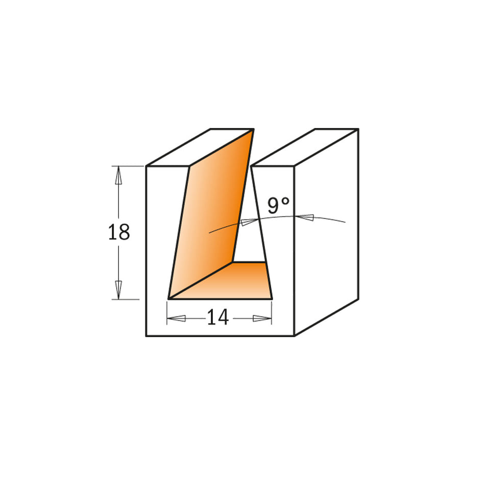 CMT Orange Tools 522.140.11 9° dovetail cutter Industrial Industrial Tools Boring bits & Forstner bits Woodworking Tools and accessories Ireland Maginn Machinery 02