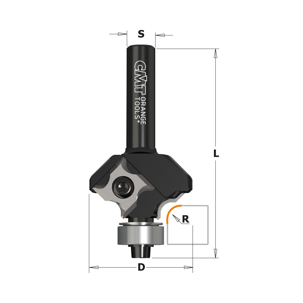 CMT 661.020.41 ROUNDOVER BIT W/ INSERT KNIVES HW Z2 S=8 D=12,7 L=57,5 ...