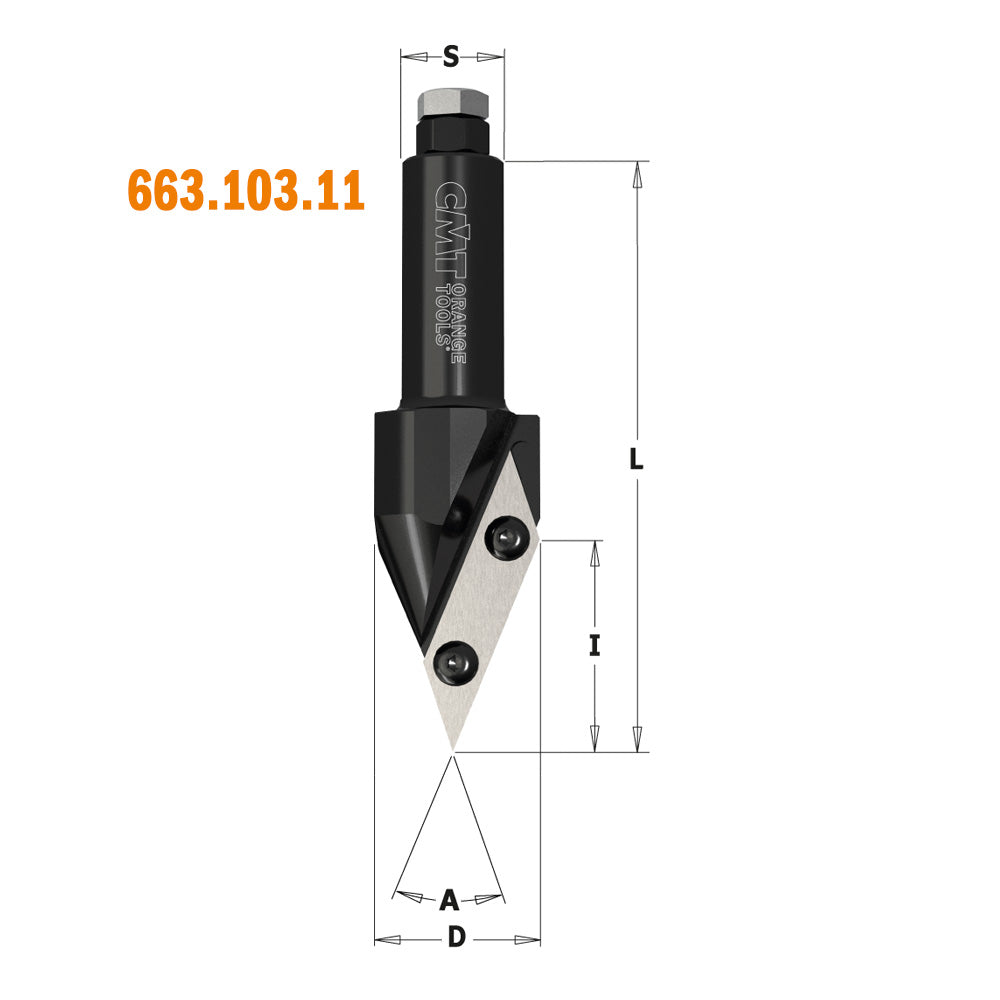 CMT Orange Tools 663.102.11 V-groove - folding - signmaking CNC router cutter Industrial Industrial Tools Router cutters & chucks for CNC Woodworking Tools and accessories Ireland Maginn Machinery 07