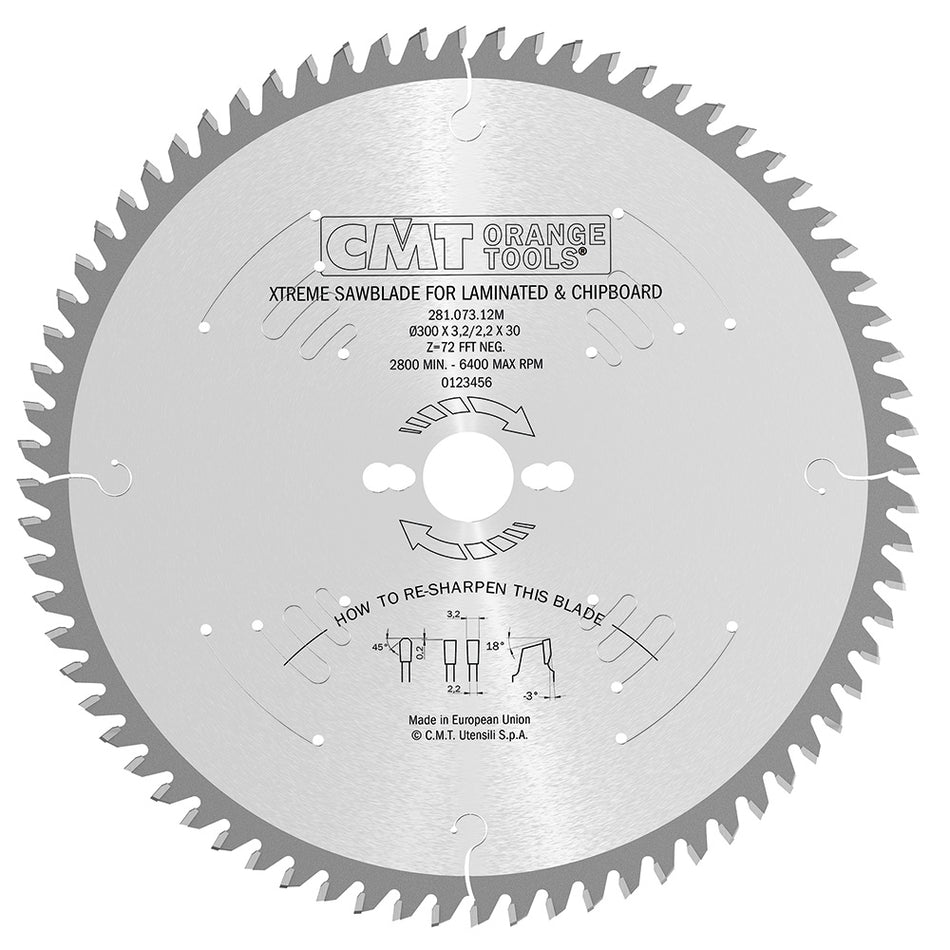 CMT Orange Tools 281.063.09M XTreme laminated and chipboard circular saw blades Industrial Industrial Tools Industrial circular saw blades Woodworking Tools and accessories Ireland Maginn Machinery