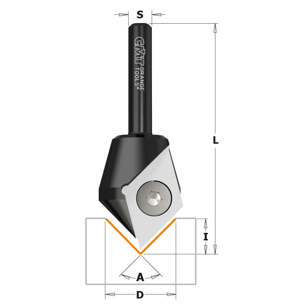 CMT Orange Tools 665.200.11 V-grooving & signmaking router bits with indexable knives (90°) Industrial Industrial Tools Router bits with insert knives Woodworking Tools and accessories Ireland Maginn Machinery