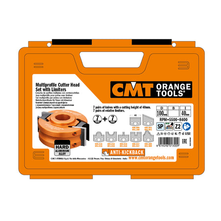 CMT Orange Tools 693.013.05 7 piece multiprofile cutter head sets with limiters industrial industrial Tools Cutter heads & knives Woodworking Tools and accessories Ireland Maginn Machinery