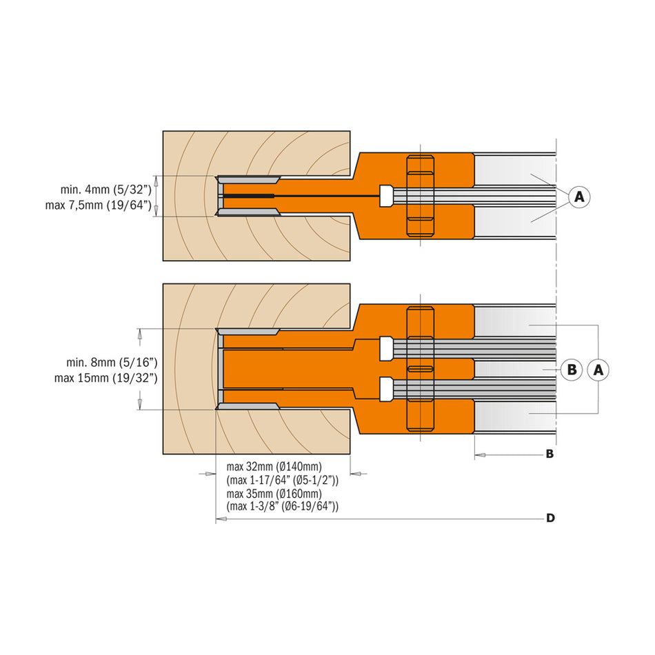 CMT Orange Tools 694.001.30 Adjustable Grooving Cutter Head Set (3 pcs.) industrial industrial Tools Cutter heads & knives Woodworking Tools and accessories Ireland Maginn Machinery 02