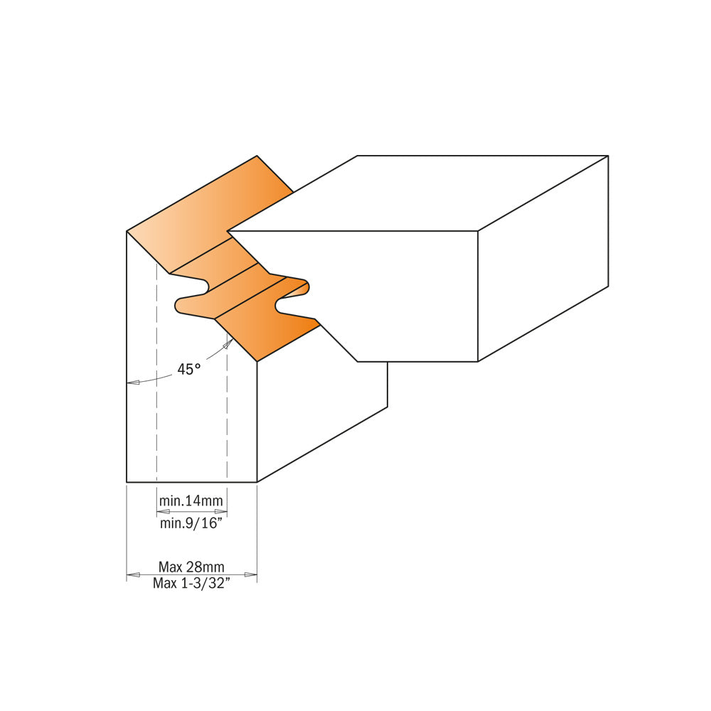 CMT Orange Tools 694.011.30 45° lock miter cutter heads industrial industrial Tools Cutter heads & knives Woodworking Tools and accessories Ireland Maginn Machinery 05