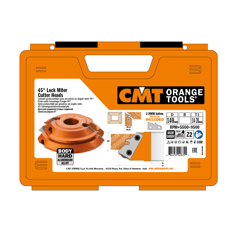 CMT Orange Tools 694.011.30 45° lock miter cutter heads industrial industrial Tools Cutter heads & knives Woodworking Tools and accessories Ireland Maginn Machinery 03